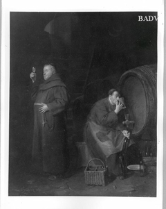 Mönche im Keller bei der Weinprobe by Eduard von Grützner
