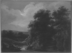 Mondscheinlandschaft mit Fischern by Johann Heinrich Wüest