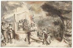 Mozes en Rehuël's dochters bij de put by Constantijn à Renesse