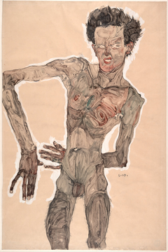 Nude Self-Portrait, Grimacing by Egon Schiele