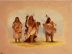 Omaha Chief, His Wife, and a Warrior by George Catlin