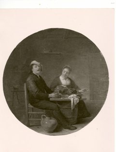 Peasant- Couple at a table eating by Hendrik Martenszoon Sorgh