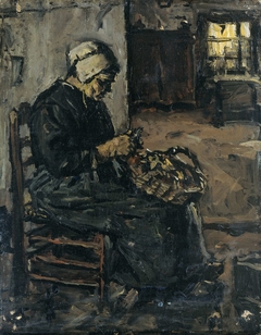 Peasant Woman Peeling Potatoes by Suze Robertson