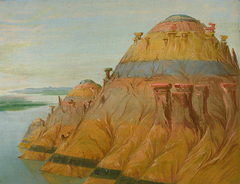 Picturesque Clay Bluff, 1700 Miles above St. Louis by George Catlin