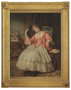 Portrait of a Young Lady Sitting with Fan by Thomas Francis Dicksee