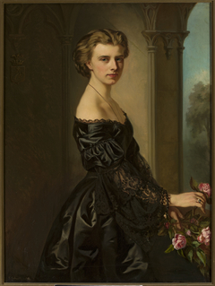 Portrait of a young woman with roses by Norbert Schrödl