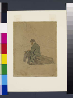 Portrait of David Cox sketching by Harry John Johnson