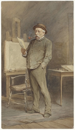 Portret van Charles Rochussen in zijn atelier by Hendrik Jan Carel Linse