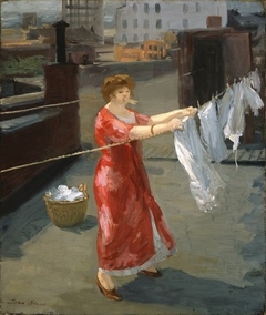 Red Kimono on the Roof by John French Sloan