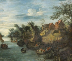 River Scene with Boats by manner of Jan Brueghel the elder