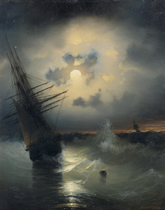 Sailing Shipon the Sea at Moonlight. by Ivan Ayvazovsky