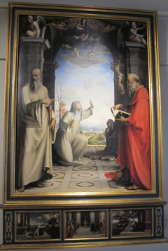 Saint Catherine of Siena receiving the stigmata between Saints Benedict and Jerome