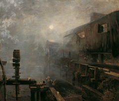 Sawmill in the morning mist by Emil Jakob Schindler