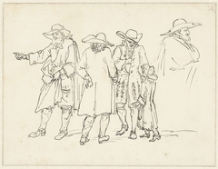 Schetsen van staande mannen met een jongetje by Bernard Picart