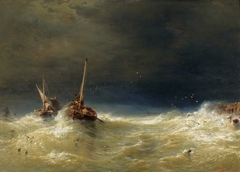 Sea storm by Eduard Hildebrandt
