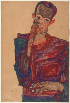Self-Portrait with Eyelid Pulled Down by Egon Schiele