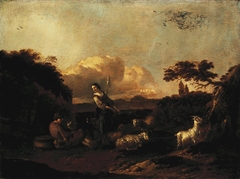 Shepherdess and a Flock of Sheep by Jan Frans Soolmaker