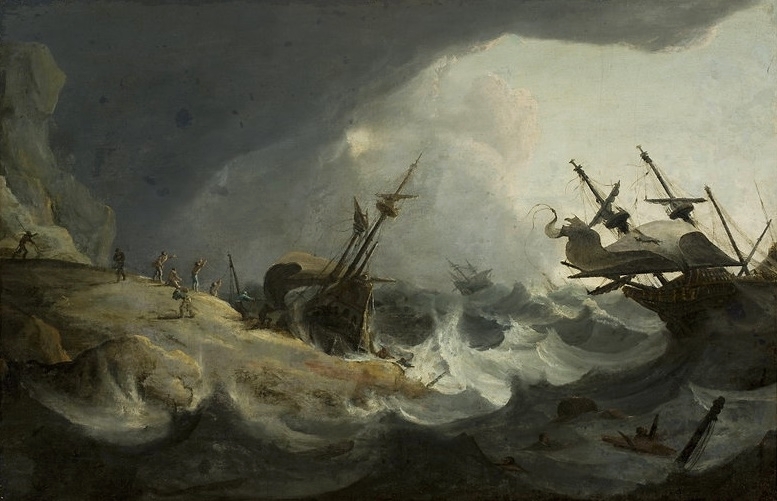 Shipwreck off a rocky coast on March 1694.