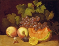 Still Life of Fruit with Grapes and Melon by Ferenc Újházy