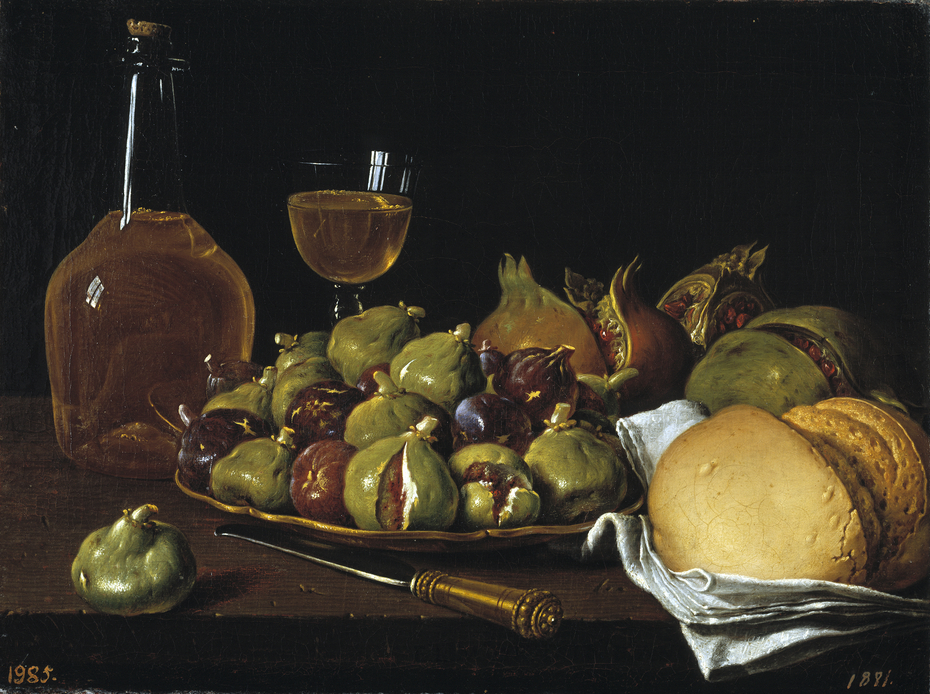 Still Life with Bread Pomegranates Figs and Tableware