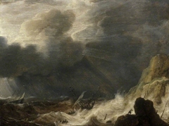 Storm with a wreck by Simon de Vlieger