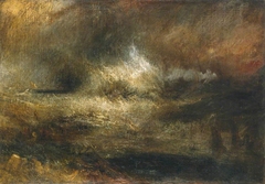 Stormy Sea with Blazing Wreck by J. M. W. Turner