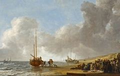 The Beach at Scheveningen by Simon de Vlieger