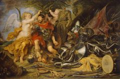 The crowning of the victor: Mars crown by Victory by Peter Paul Rubens