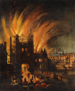The Great Fire of London, with Ludgate and Old St. Paul'