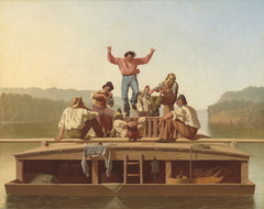 The Jolly Flatboatmen by George Caleb Bingham