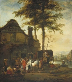 The Stop in Front of the Inn by Philips Wouwerman
