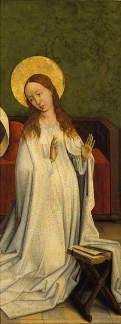 The Virgin Annunciate (wing of an altarpeice) by possibly Rogier van der Weyden