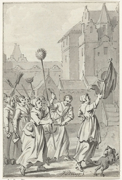 Trijn Leemput trekt met Utrechtse vrouwen op om slot Vredenburg te slechten, februari 1577 by Jacobus Buys