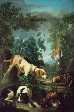 Two Dogs and Dead Game by a Fountain by Nicolas Desportes