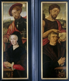 Two Wings of a Triptych with Portraits of Donors with Saints Adrian and John the Baptist