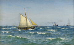 Vessels at sea. by Vilhelm Arnesen