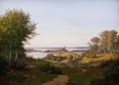 View of the Hill at Skanderborg Castle, Jutland, and the Memorial to frederik VI by Andreas Juuel