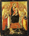 Virgin and child with four angels and four saints