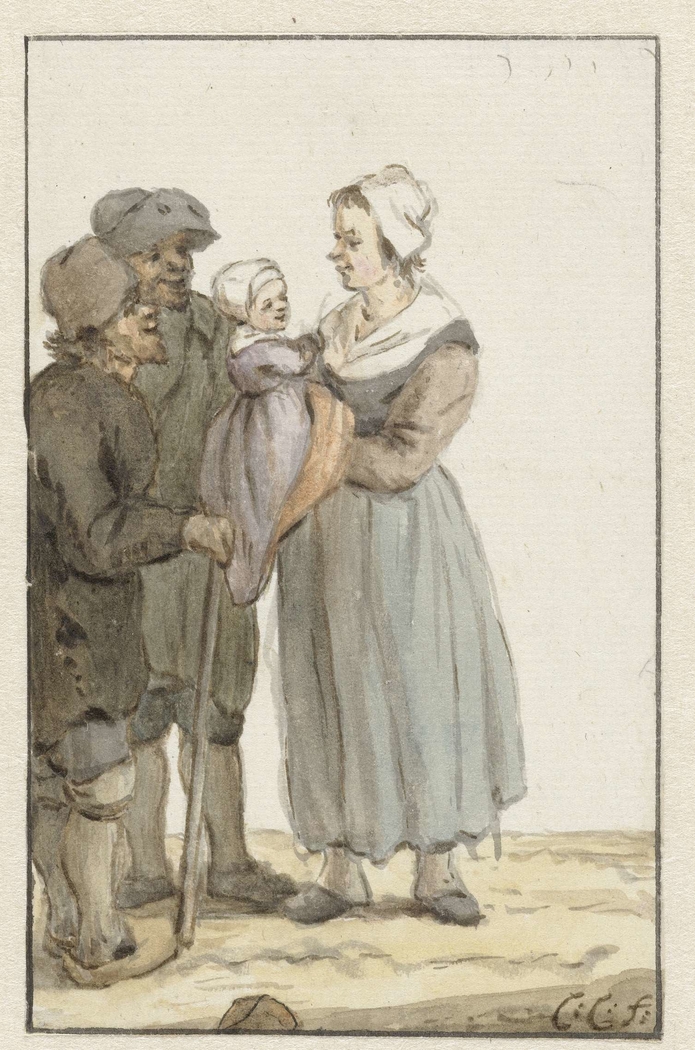 Vrouw met kind bij twee mannen