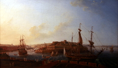 Vue de l'entrée du port prise de la batterie royale by Louis-Nicolas Van Blarenberghe