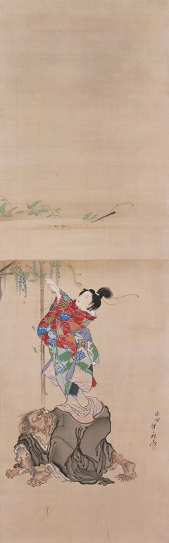 Wisteria Maiden and Demon Priest by Kawanabe Kyōsai