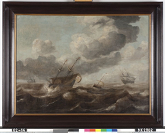 Woelige zee met zeilschepen by Pieter Mulier the Elder