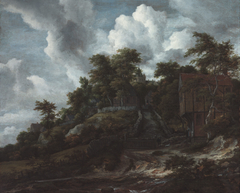 Wooded hillside with a view of Bentheim Castle by Jacob van Ruisdael