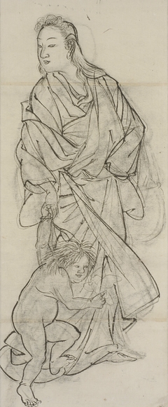 Yamauba and Kintarō by Kawanabe Kyōsai