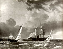 Zeegezicht met schepen by Frans Xavery