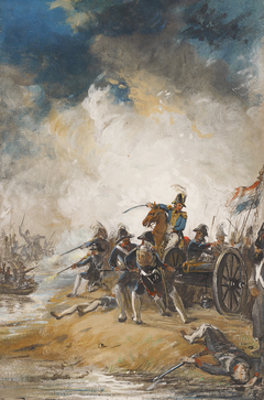 1793, oorlogsverklaring Frankrijk aan de Republiek - bloedig gevecht bij de Moerdijk by Nicolaas Pieneman