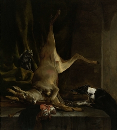 A Dog and a Cat near a partially disembowelled Deer by Jan Baptist Weenix