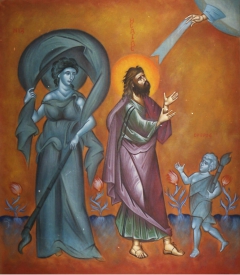 Prophet  Isaiah and the personification of the Night by Aggeliki Papadomanolaki