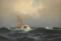 A steamship in a storm in the Atlantic