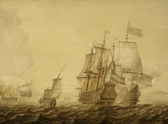 Action between Dutch and English ships by Heerman Witmont